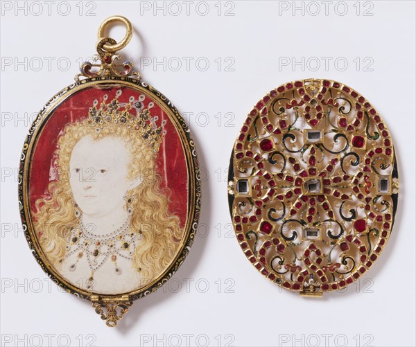 Queen Elizabeth I by N.Hilliard (1547-1619)Portrait miniatureWatercolour on vellum