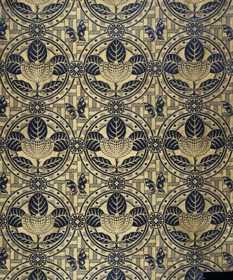 Furnishing fabric; - Butterfly; brocatelle, silk damask & woven silk; designed by Edward William Godwin (1833 - 86); woven by Warner, Sillett & Ramm.English; c.1874.