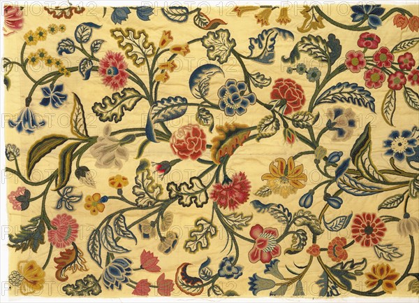 Embroidered Curtain. England, 18th century
