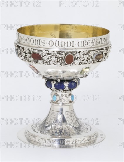 The Burgess Cup; silver, parcel-gilt with semi-precious stones; London; 1863.