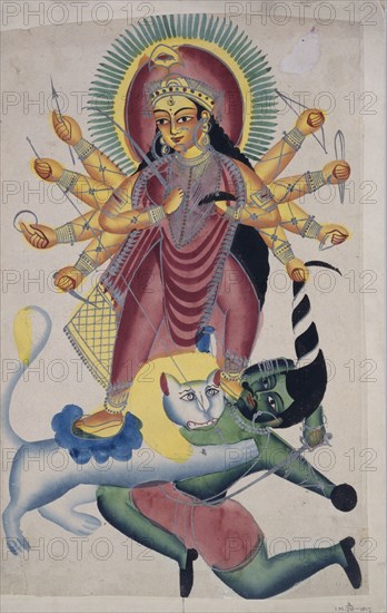Durgâ tuant le démon Mahishasura