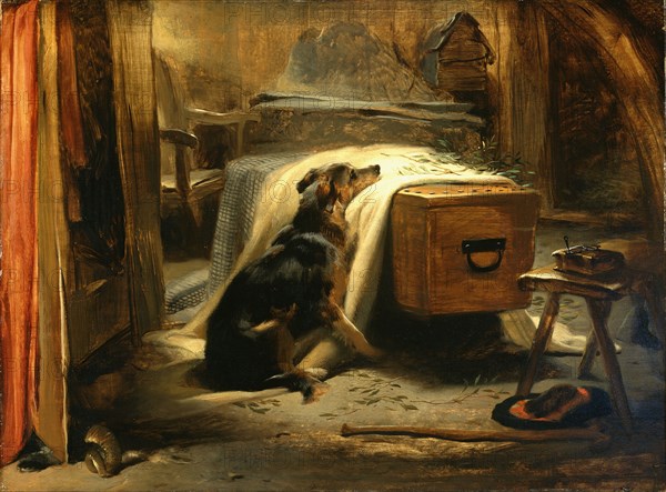 The Old Shepherd`s Chief Mourner; by Sir Edwin Landseer (1802 - 73); English; 19th century. Oil on panel.