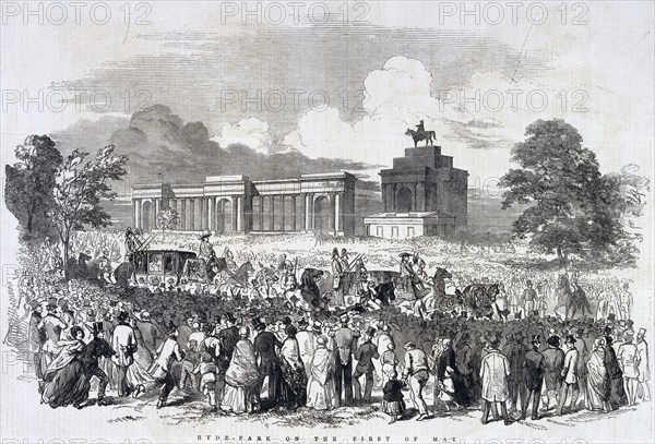 Foule rassemblée à Hyde Park pour le 1er mai, 1851