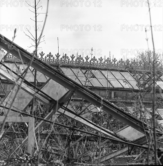 Effondrement de la serre du Waddeston Manor à Aylesbury, vers 1940