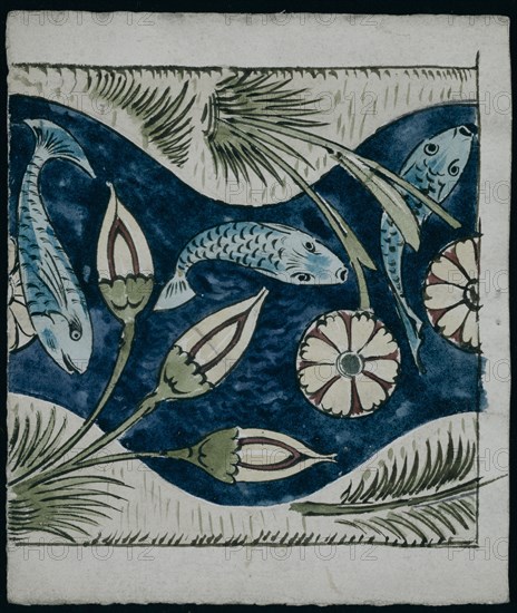 De Morgan, Carreau orné de poissons et de lys