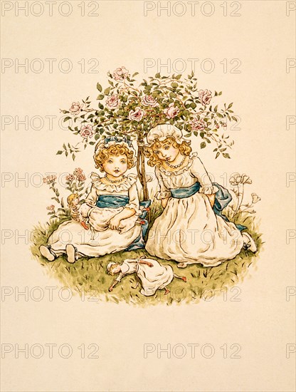 Greenaway, Deux fillettes assises sous un arbre