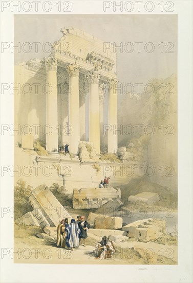 Roberts, Les ruines du temple de Bacchus à Baalbec