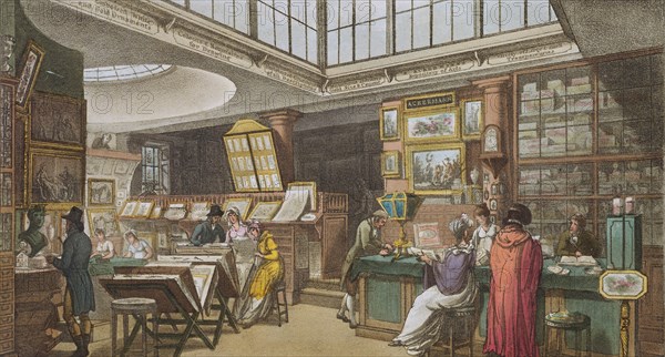 Rowlandson, Galerie d'art Ackermann sur la rue Strand