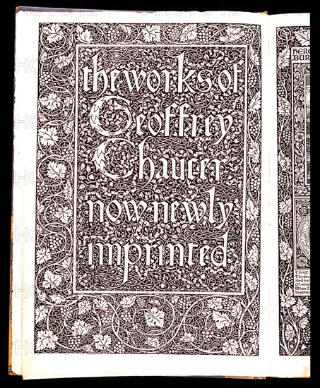 Morris et Burne-Jones, Page imprimée de "The Works of Geoffrey Chaucer"