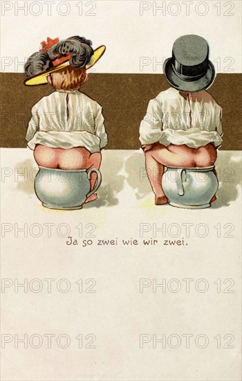 Deux Bébés sur des pots de chambre
