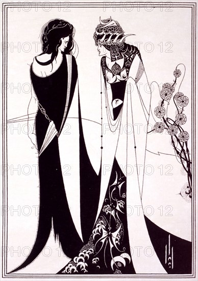 John and Salomé, by Aubrey Beardsley (1872-98), from Salomé and published by John Lane.