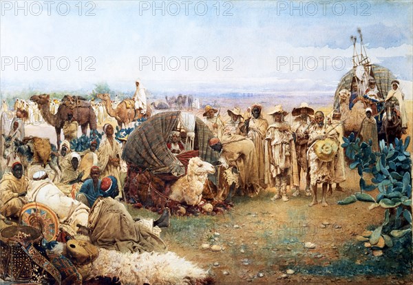 Simoni, Caravane de chameaux au repos en Kabylie