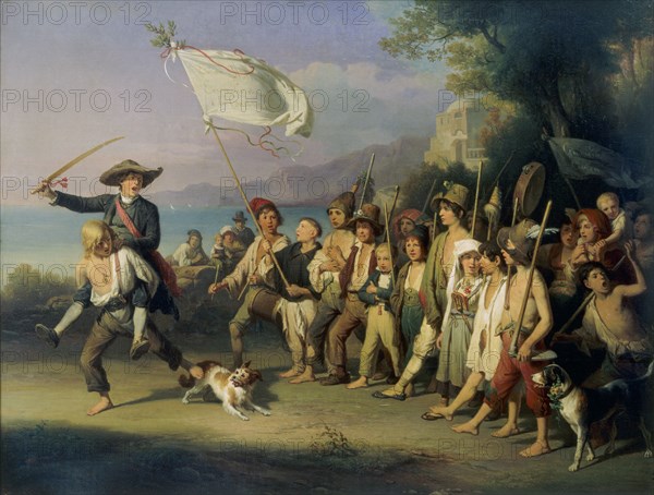 Playing at Soldiers, by Johann Baptist Kirner. Germany, 19th century