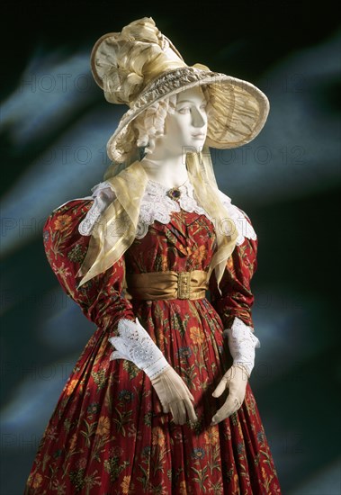 Printed cotton Day dress. England, 19th century