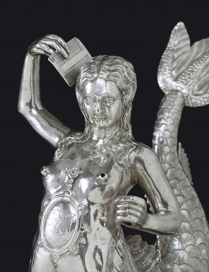 Mermaid Ewer, detail. London, England, early 17th century