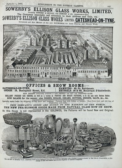Advertisement for Sowerby's Ellison Glass Works