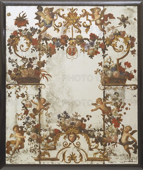 Painted Mirror, by Antoine Monnoyer. London, England, early 18th century