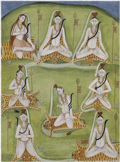 Shiva dans huit postures de yoga