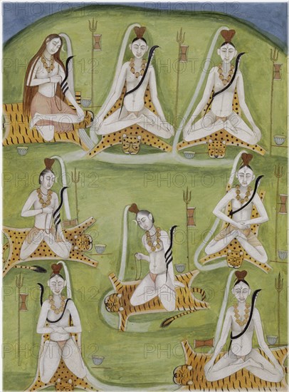 Shiva dans huit postures de yoga