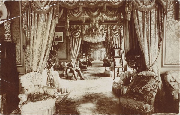 Sir Henry Isaac Butterfield in Cliffe Castle drawing room. England, late 19th century