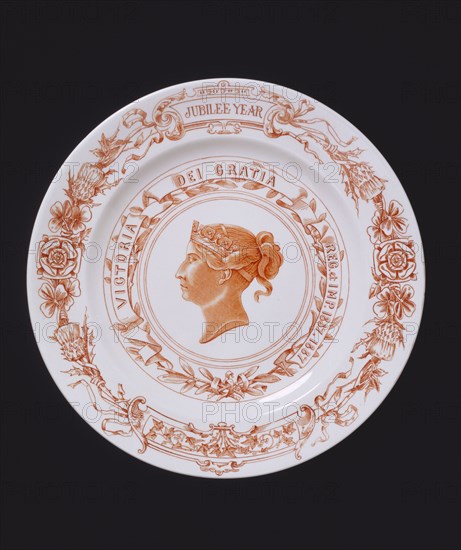 Victoria's Golden Jubilee Commemorative Plate. Worcester, England, 1887