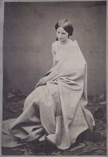 Semi draped female nude, by Roger Fenton. England, 19th century