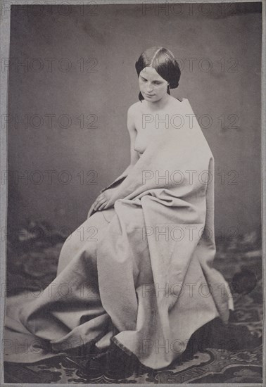 Semi draped female nude, by Roger Fenton. England, 19th century