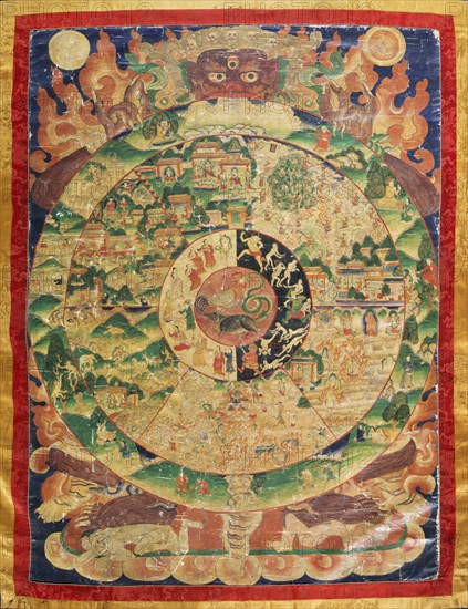 Tangka, The Wheel of Life. Tibet, 20th century