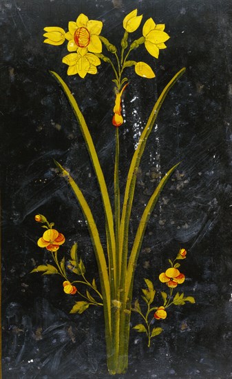 Flowers on Book Cover. Isfahan, Persia, 19th century