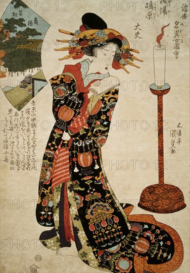 The Pine Tree of Sumi-ya and Tayu of Shimabara in Kyoto, by Utagawa Kunisada.  Japan, 19th century