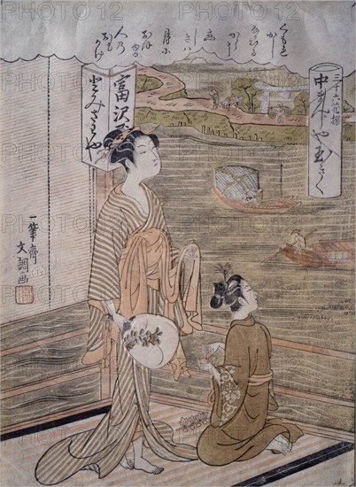 The Courtesan Tamagiku of Nakamanji-ya, by Ippitsusai Buncho. Japan, c.18th century