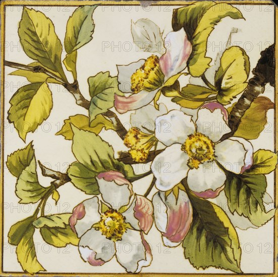 Wild Dog-Roses Tile, made by Doulton & Co. England, c.1895
