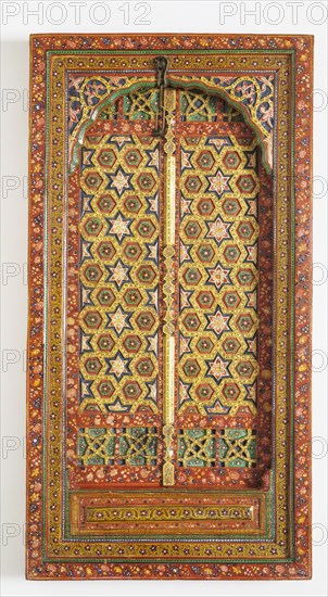 Painted wood with floral design. Kashmir, India, 19th century