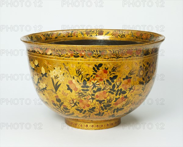 Papier machÚ bowl. Kashmir, India, 1910