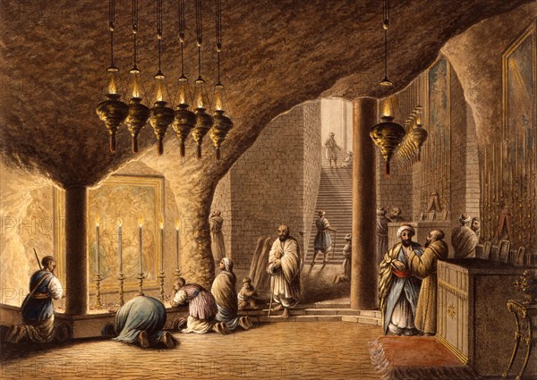 Grotto of the Nativity, by Luigi Mayer. Jerusalem, 18th century