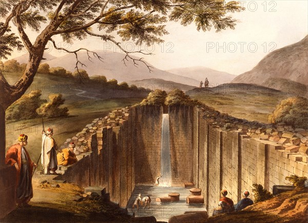 Fountain of The Siloe from Palestine, by Luigi Mayer. Jerusalem, 18th century