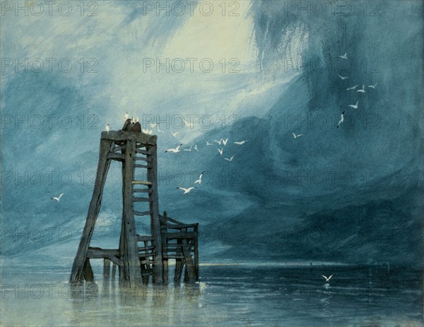 Study of Sea and Gulls, by John Sell Cotman. England, early 19th century