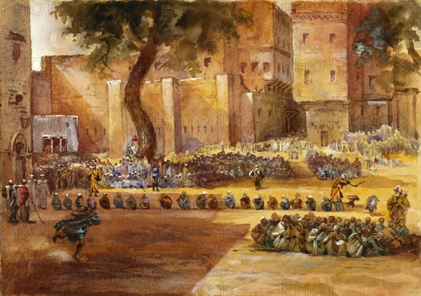 Recruiting at Assiout, by Lady Jane Lindsay. Egypt, 19th century