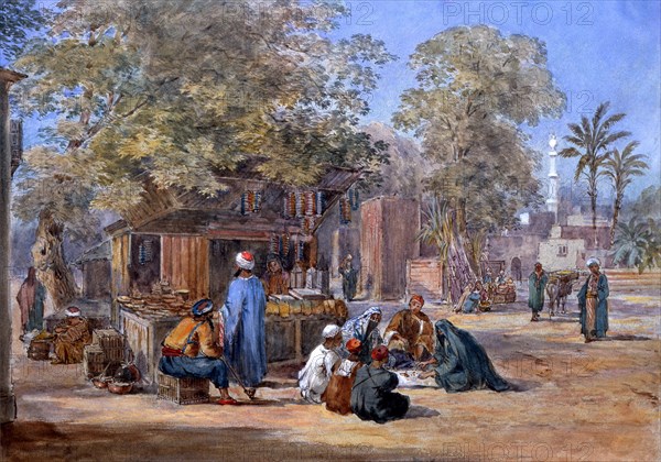 Scene in Egypt Town, by Henry Pilleau. Egypt, late 19th century