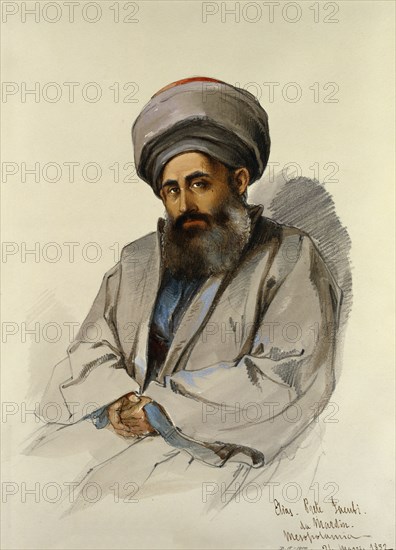 Elias - Jacobite Priest from Mardin, by Amadeo Preziosi. Italy, mid-19th century