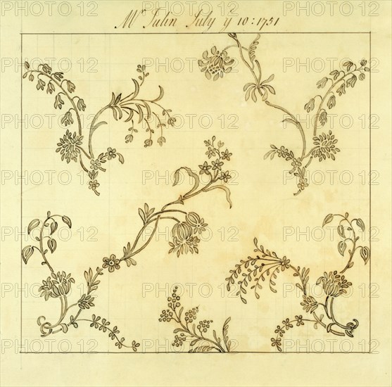 Design for woven silk, by Anna Maria Garthwaite. London, England, mid-18th century