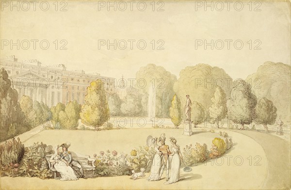 A View of Hampton Court Palace, by Thomas Rowlandson. England, 18th-19th century