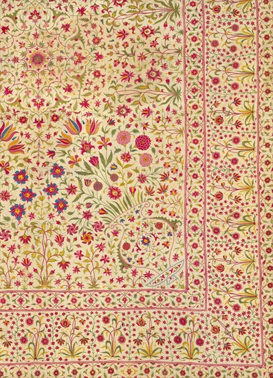 Floorspread, detail. India, 18th century