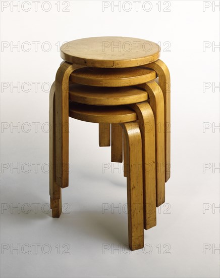 Stacking stools, by Alvar Aalto. Finland, early 20th century.