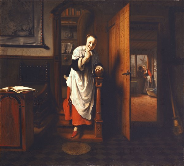 The Eavesdropper, by Nicolaes Maes. Netherlands, mid-17th century