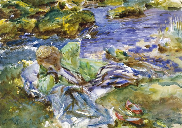 Turkish Woman by a Stream, by John Singer Sargent. United States, 19th-20th century