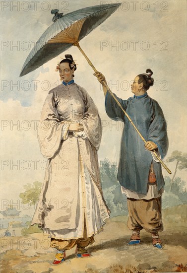 Chinese Lady With Attendant, by William Alexander. England, 19th century