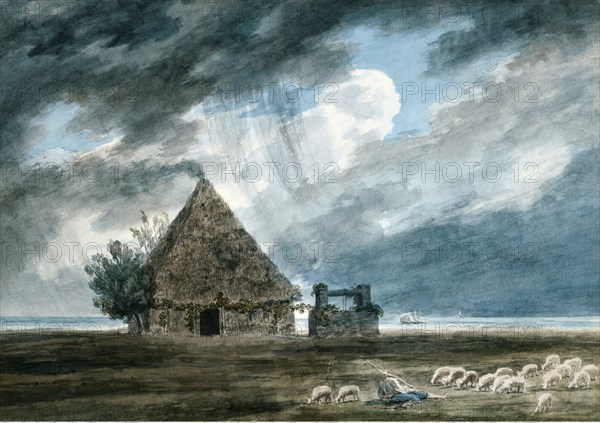 Shepherd's Hut between Naples and Portici, by John Robert Cozens. England, 18th century