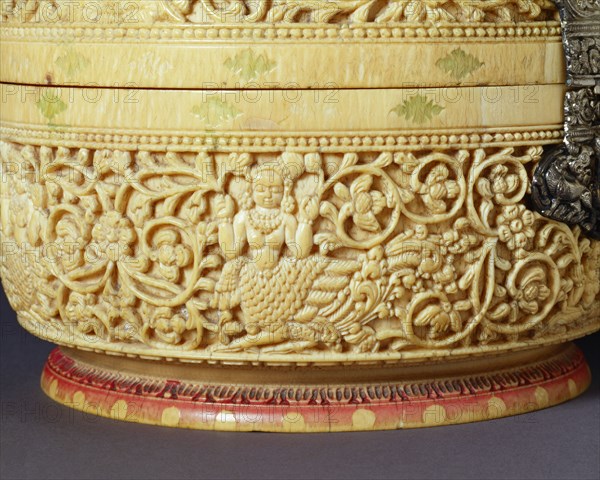 Round box, detail. Sri Lanka, mid-17th century