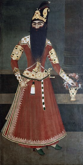 Fath' Ali Shah, the Shah of Persia, by Abdullah Khan. Tehran, Iran, Qajar dynasty, early 19th century